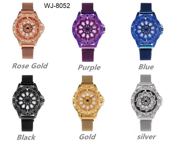 WJ-8656 Yeni Stil Mor Paslanmaz Çelik Watch Band Alaşım Kılıf 5 Renkler Manyetik Kayış Analog Kuvars İzle